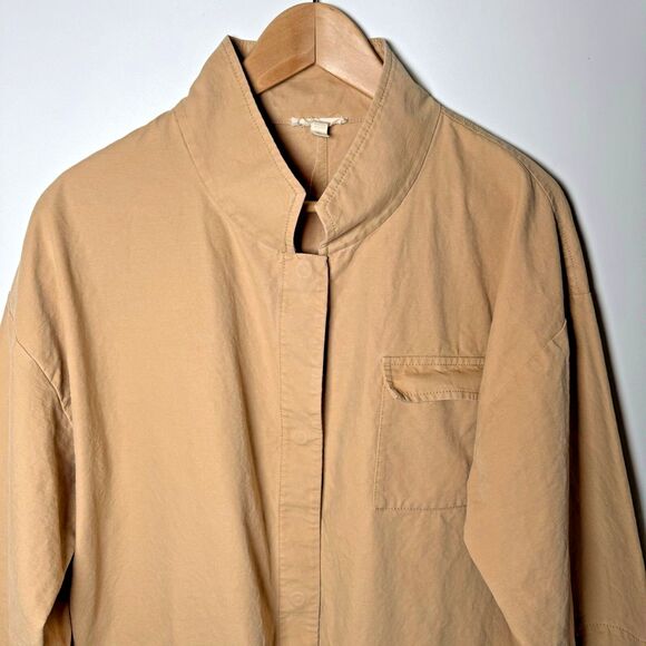 Eileen Fisher Womens Medium Utility Jacket Beige Tan Kimono Sleeve Minimalist - Picture 2 of 12